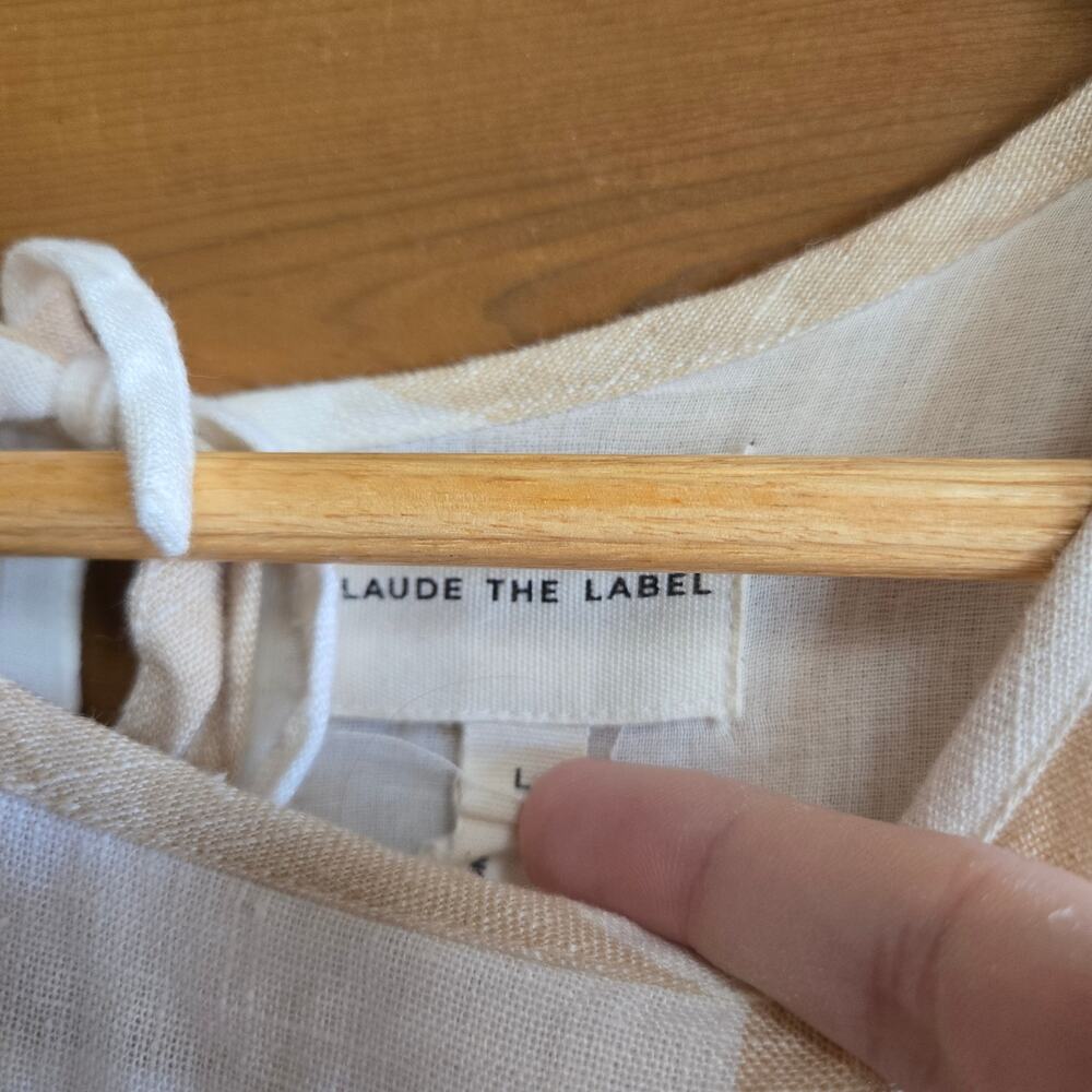 Laude The Label x Madewell Dress Organic Linen Tiered Maxi Tulum Stripe L Boho - Picture 8 of 8